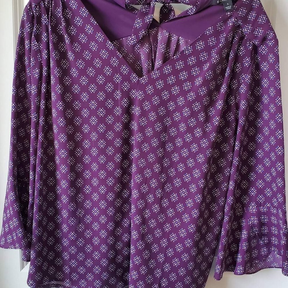 41 Hawthorn purple - bell sleeve blouse from Stitch Fix- Size L